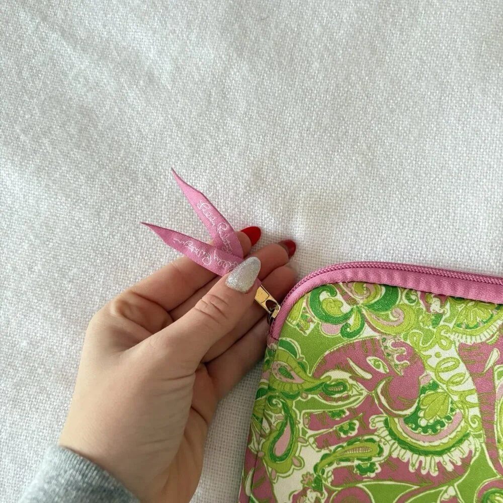 Lilly Pulitzer iPad Tablet Sleeve Case Zip Pink Green Floral Neoprene‎ 8.5x10.5